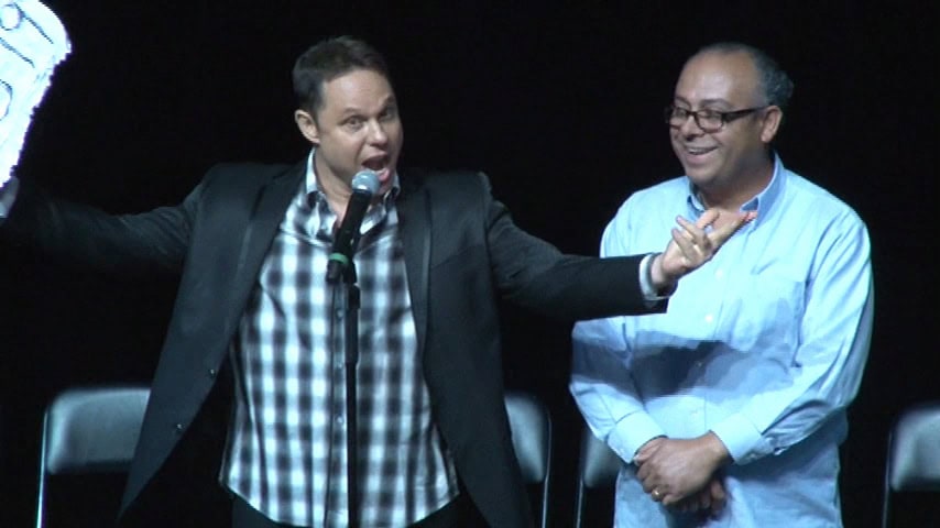 Randy Charach, magician for hire, in action on a magic show.